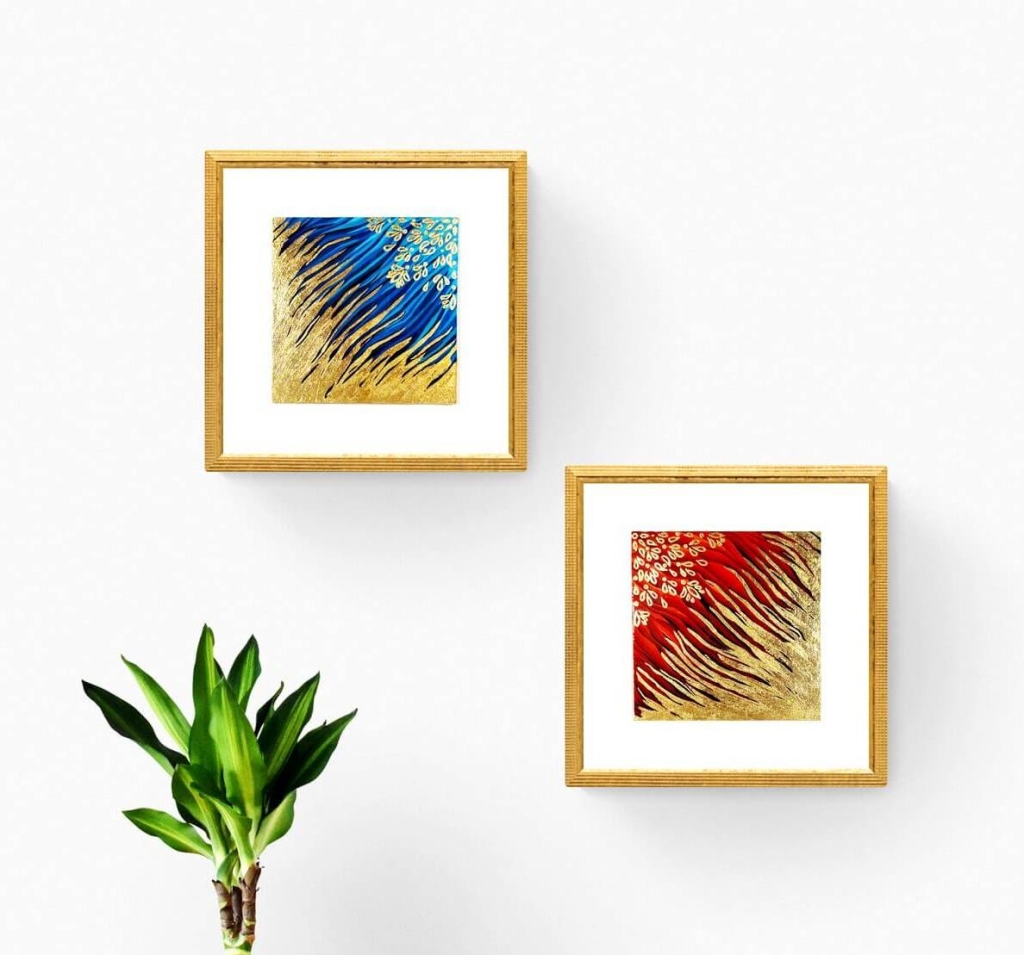 Red Blue Gold Abstract Mandala paintings